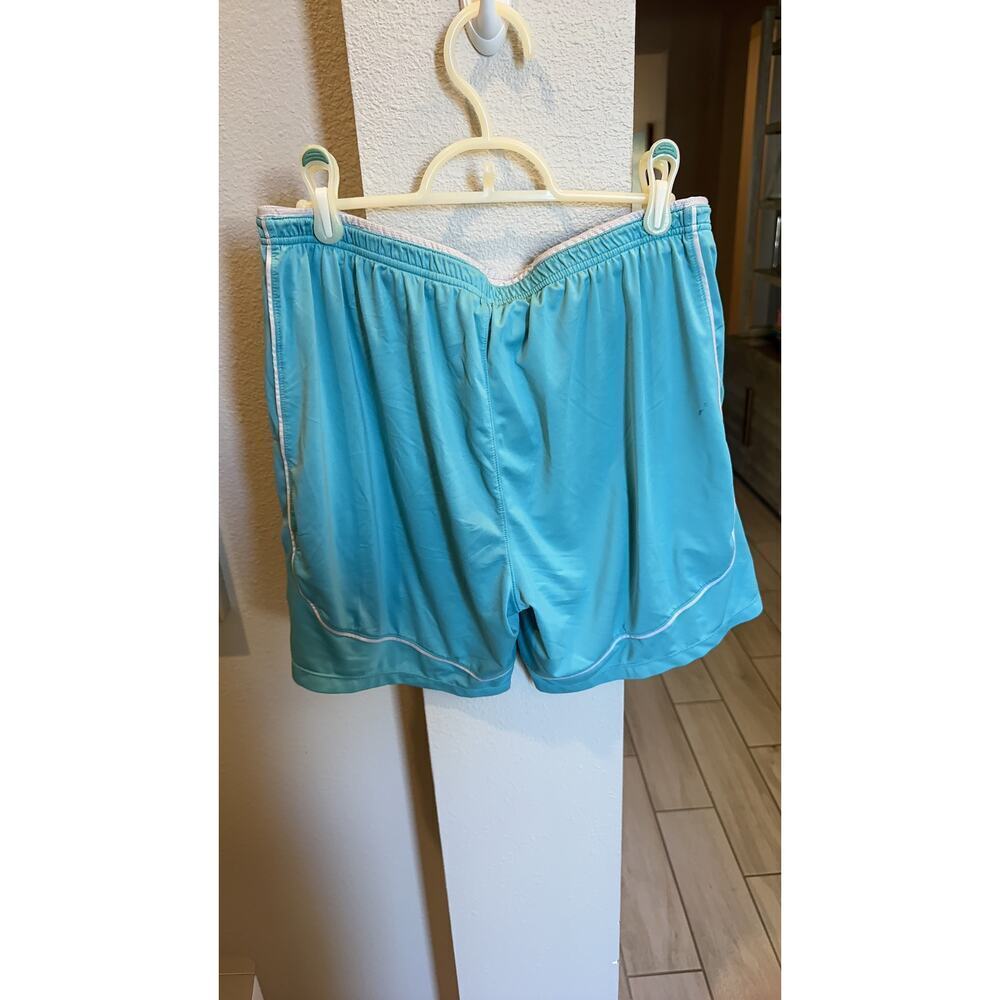Athleta Women M Athletic Shorts Blue White Classic Fit Relaxed Style - Picture 3 of 4